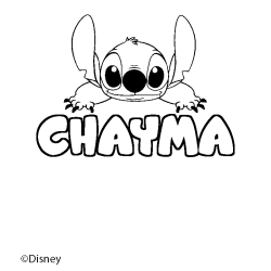 Coloring page first name CHAYMA - Stitch background