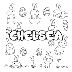 Coloring page first name CHELSEA - Easter background