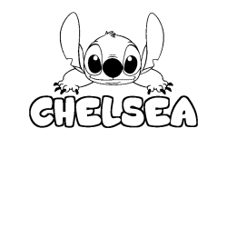 Coloring page first name CHELSEA - Stitch background