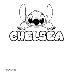 Coloring page first name CHELSEA - Stitch background