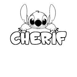 Coloring page first name CHERIF - Stitch background
