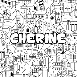 Coloring page first name CHERINE - City background
