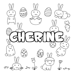 Coloring page first name CHERINE - Easter background