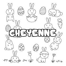 Coloring page first name CHEYENNE - Easter background