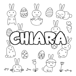 Coloring page first name CHIARA - Easter background