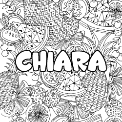 Coloring page first name CHIARA - Fruits mandala background