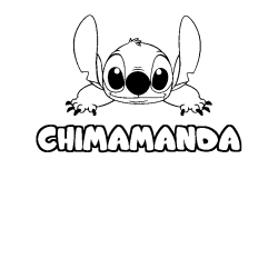 Coloring page first name CHIMAMANDA - Stitch background