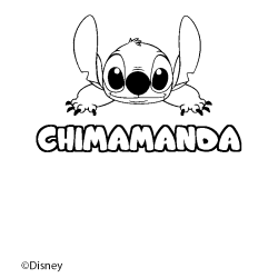 Coloring page first name CHIMAMANDA - Stitch background