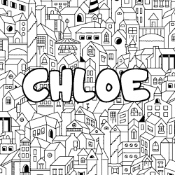 Coloring page first name CHLOE - City background