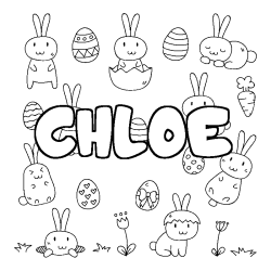 Coloring page first name CHLOE - Easter background