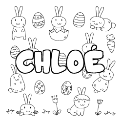 Coloring page first name CHLOÉ - Easter background