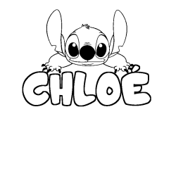 Coloring page first name CHLOÉ - Stitch background