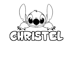 Coloring page first name CHRISTEL - Stitch background