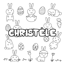 Coloring page first name CHRISTÈLE - Easter background