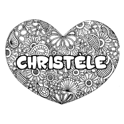 Coloring page first name CHRISTÈLE - Heart mandala background