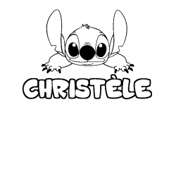 Coloring page first name CHRISTÈLE - Stitch background