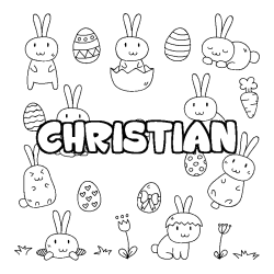 Coloring page first name CHRISTIAN - Easter background
