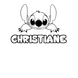 Coloring page first name CHRISTIANE - Stitch background