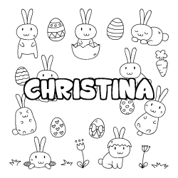 Coloring page first name CHRISTINA - Easter background