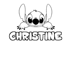 Coloring page first name CHRISTINE - Stitch background