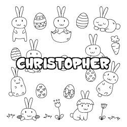 Coloring page first name CHRISTOPHER - Easter background