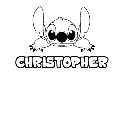 Coloring page first name CHRISTOPHER - Stitch background