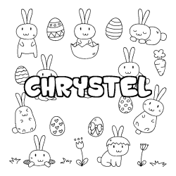 Coloring page first name CHRYSTEL - Easter background