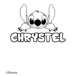 Coloring page first name CHRYSTEL - Stitch background