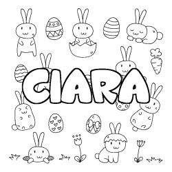 Coloring page first name CIARA - Easter background