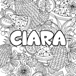 Coloring page first name CIARA - Fruits mandala background