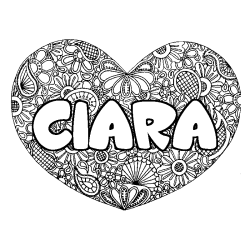 Coloring page first name CIARA - Heart mandala background