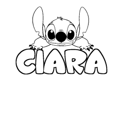 Coloring page first name CIARA - Stitch background