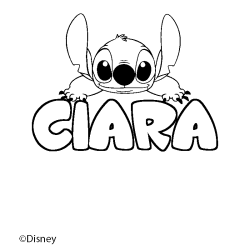 Coloring page first name CIARA - Stitch background