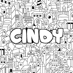 Coloring page first name CINDY - City background