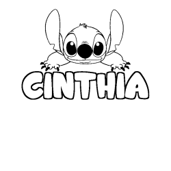 Coloring page first name CINTHIA - Stitch background