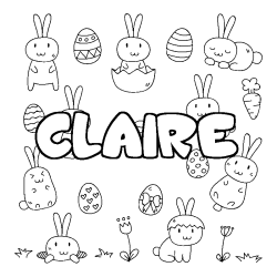 Coloring page first name CLAIRE - Easter background