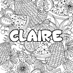 Coloring page first name CLAIRE - Fruits mandala background