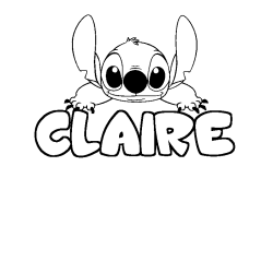 Coloring page first name CLAIRE - Stitch background