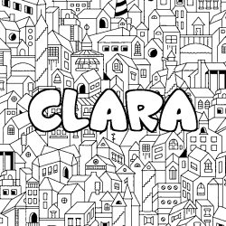 Coloring page first name CLARA - City background