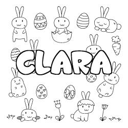 Coloring page first name CLARA - Easter background