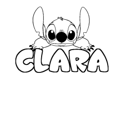 Coloring page first name CLARA - Stitch background
