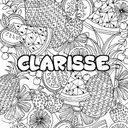 Coloring page first name CLARISSE - Fruits mandala background