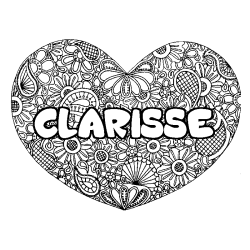 Coloring page first name CLARISSE - Heart mandala background