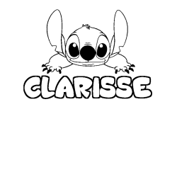Coloring page first name CLARISSE - Stitch background