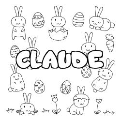 Coloring page first name CLAUDE - Easter background