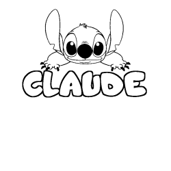 Coloring page first name CLAUDE - Stitch background