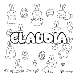 Coloring page first name CLAUDIA - Easter background