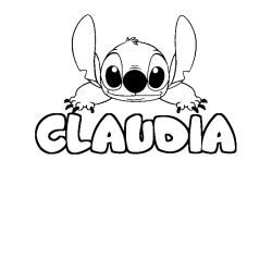 Coloring page first name CLAUDIA - Stitch background