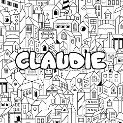 Coloring page first name CLAUDIE - City background