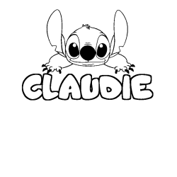 Coloring page first name CLAUDIE - Stitch background